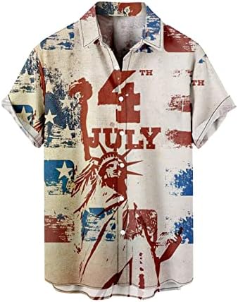 Beuu 4. srpnja Havajske košulje za muške ljetne patriotske američke zastave na plaži na plaži Dugme dolje po ležernom majicu