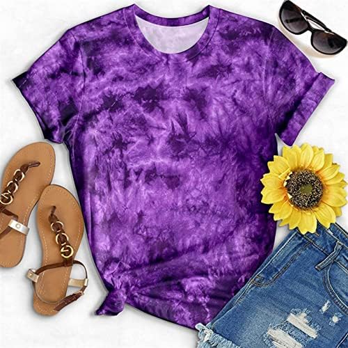 Purple Crew Thirs za teen djevojku Ljeto Jesen kratki rukav Tip Tip Tine Dye Majice Žene 2023 Odjeća Y2K PW
