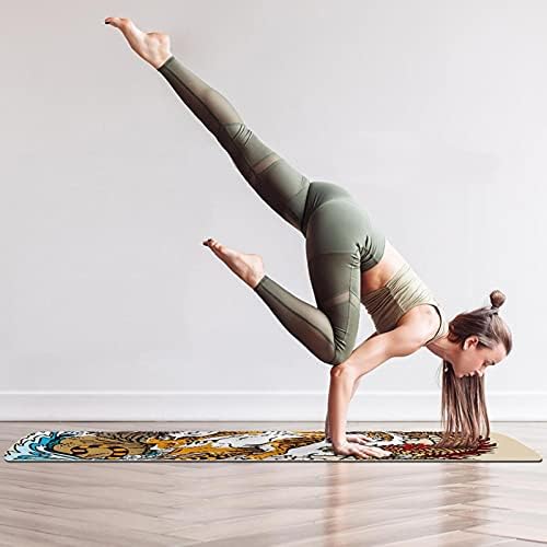 Debela neklizajuća Vježba & amp; fitnes 1/4 prostirka za jogu sa printom kineskog Zmajevog tigra za Yoga Pilates & amp; Vježba fitnesa na podu