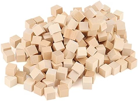 Lexinin 500 kom 0,4 inča Male drvene kocke, 1 x 1 x 1cm Mini prirodni blokovi od drveta, prazne kvadratne kocke za obrt, abecede, izrada slagalice i DIY projekti