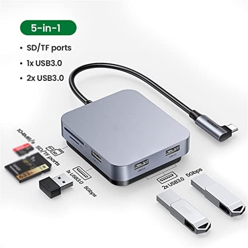 ZLXDP 5 u 1 tip UGREEN USB C HUB na USB 3.0 5Gbps TF / SD kartica 104mb / s dodatna oprema magnetna
