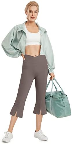 G4Free ženske hlače sa džepovima Cross struk Bootcut joga hlače rastezanje rapnih gamarica za ležerne