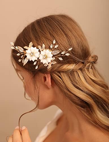JUMWrit Wedding Clip White Cvijet za kosu svadbena kristala listova za kosu ručno rađena glava za glavu