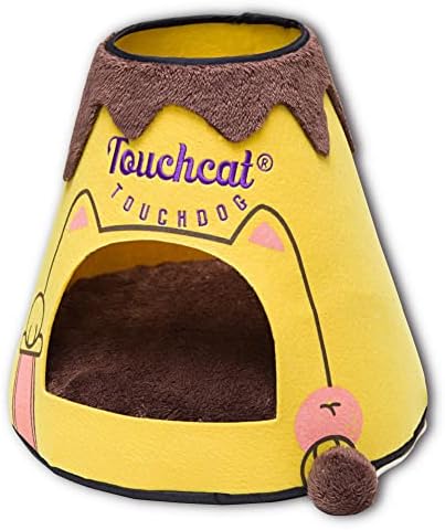 TOUCHCAT' Molten Lava ' trokutasti Frashion dizajner Pet Kitty Cat Bed House Lounge Ležaljka sa Visećom teaser igračkom, Velika, plava i bijela