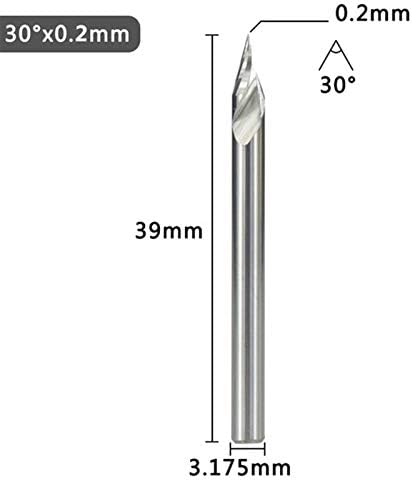 XMeifei Delovi za bušenje bit graviranje bit 3.175mm SHANK END GLAVNI CUTTER 20/30/45/60 stepeni Tip 0,1 0,2 0,3 mm Carbide 3D glodalice duge bušilice
