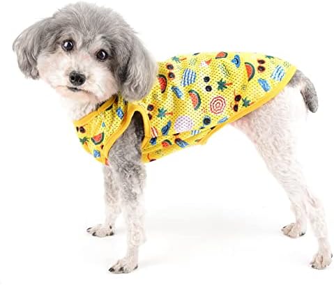 Zunea pase za male pse Summer prsluk T-majice Mekana mreža prozračna štenadna odjeća za odmor Havaji stil bez rukava Top kućne ljubimce odjeću za Chihuahua Yorkie Yellow S