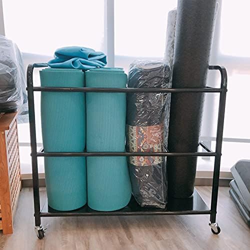 Zxxl Rolling Indoor Yoga Mat Storage Bin, kolica za prostirku za jogu velikog kapaciteta sa točkovima,korpa