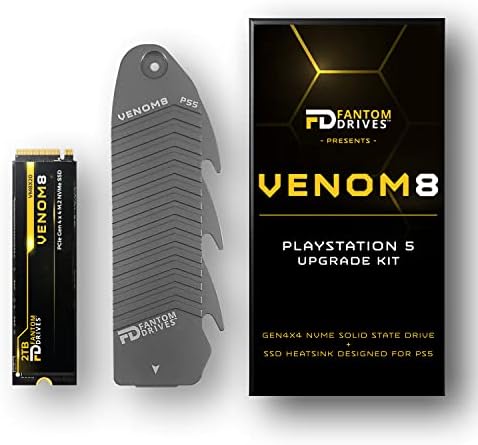 Fantom Drives 2TB NVMe Gen 4 M. 2 SSD komplet za nadogradnju za Playstation 5-VENOM8 PS5 SSD pogon sa Heatsink - 3D NAND TLC internim pogonom-brzina prenosa do 7400MB / s