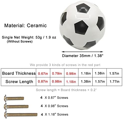 ESreake Heavy Ceramic soccer knobs Football Knobs, 4 paketa Ball Sports Party Tema za djecu