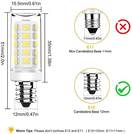 Yomis E12 LED sijalica 4W ekvivalentno Halogenoj sijalici od 40W, Daylight White 6000k non-dimable Light AC 120V E12 Candelabra sijalice za stropni ventilator, luster rasvjeta
