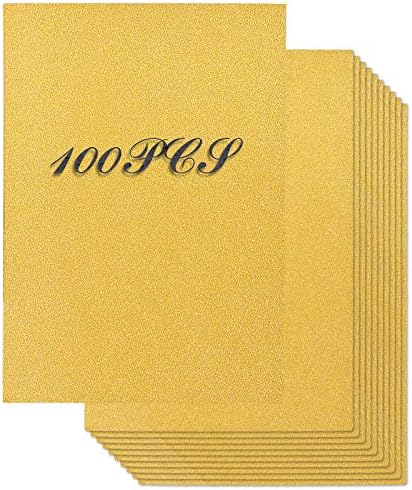 100 paketa Gold Glitter Paper Cardstock, 8,5 x 11 inča Zlatna kartica Stock papir A4 Gold Glitter Craft Paper za DIY projekte, bilježnice, umjetnost i zanat, rođendan i ukrase za vjenčanje, 210gsm