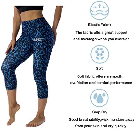 Uiuo-Uiepeu uzork za ispisane kaprim gumbe sa džepovima za žene Tummy Control Workout Yoga Capris
