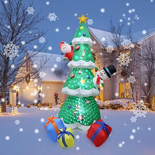 Božić napuhavanje Tree Božić ukras - 8ft gumenjak božićno drvo LED osvijetljeni sa Poklon kutija Santa
