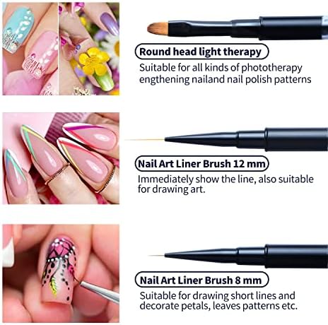 LUKEO mat crna akrilna četkica za nokte Nail Art Painting Pen Brush UV Gel poljski vještački dijamant