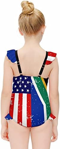 Američki južnoafrički zastava Djevojke jednodijelno kupaći kostim ruffles Podesivi kaiševi kupaći kostim slatki kupaći kostimi na plaži za djecu