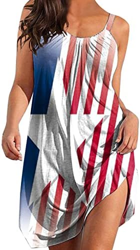 4. jula haljina za žene ljetna plaža Casual Boho haljina SAD zastava bez rukava Scoop vrat