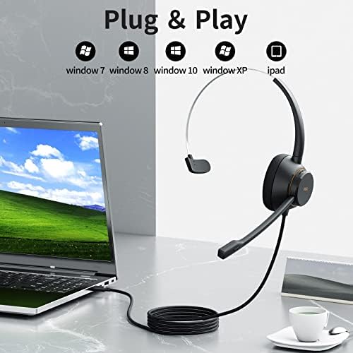 Easars slušalice za telefon, slušalice 3.5 mm, Ultra Comfort žičane kompjuterske slušalice sa Mute za posao Skype, zum, pozivni centar, kancelarija