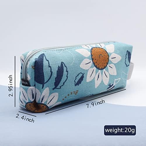 Aufruh slatka suncokretova pernica plava torba za olovku meka torbica za šminkanje torbica za novčiće punjena torba za cvijeće za žene djevojčice kćer Školska kancelarija