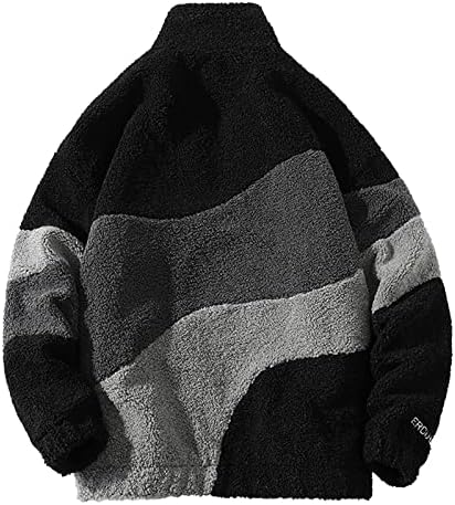Aelfric Eden Mens Boja patchwork prevelizirani džemper Sherpa Jaknes Faux Shearling Shaggy pune zip jakne tople nejasne kapute