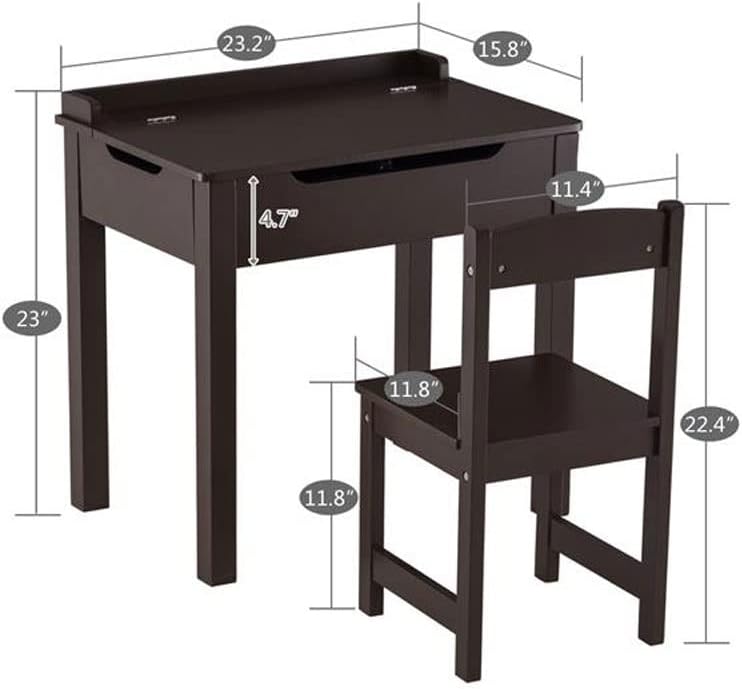 SDFGH 59 X 40,5 X 59cm radni sto i stolica 2 kompleta fioka se mogu otvoriti 1 sto i 1 stolica braon