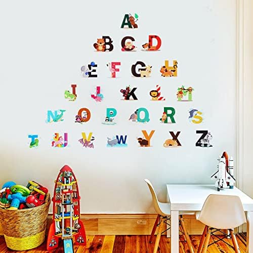 Ccinee zidne naljepnice sa abecedom životinja, ABC edukativna šarena Kreativna naljepnica uklonjiva umjetnička