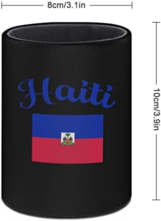 Haiti Zastava PU kožni držači olovaka okrugli Pen Cup kontejner uzorak stoni Organizator za kancelarijski