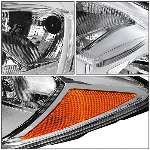 DNK MOTORING OEM-HL-0127-L Chrome fabrički stil lijeva lampa za glavu farova na strani vozača kompatibilna sa 2014- Forester,Clear Lens / Amber Reflector