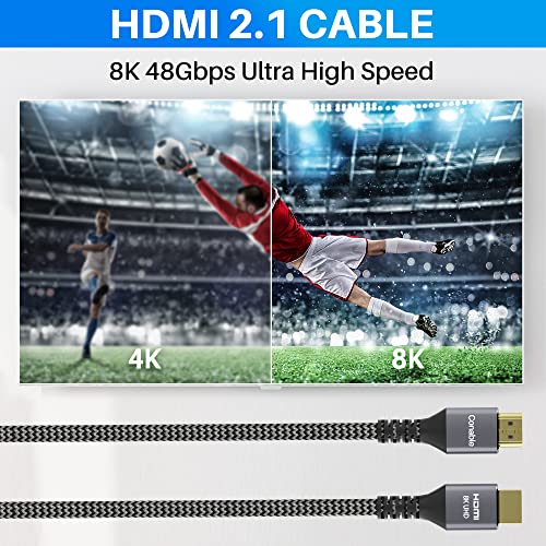 Sertifikovani HDMI kabl, pravi 8k 2.1 kabl 2 Feet , 48gbps, kratki Ultra HD pleteni kabl, podržava 8K@60Hz