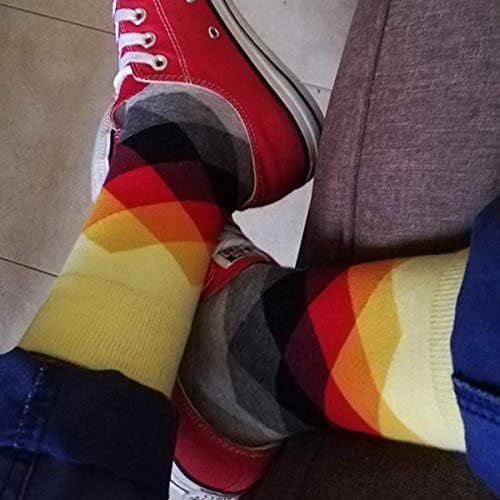 Muške smiješne šarene čarape za haljine - HSELL novost Argyle prugaste pamučne čarape za muškarce