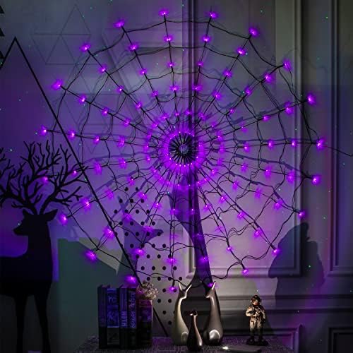Male smeđe kutije paukove mreže ukrasi za Noć vještica vanjski unutarnji, 3.94 ft 120led svjetla za