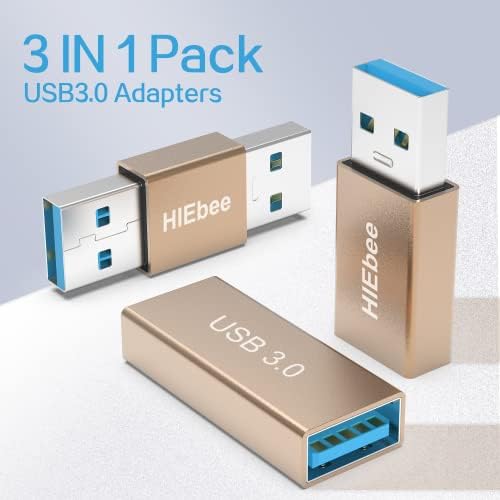 HIEbee 3kinds USB 3.0 apters kit, USB 3.0 ženski na ženski i muški na muški i ženski na muški, High Speed Convert proširenje spojnica konektor converte, Gold