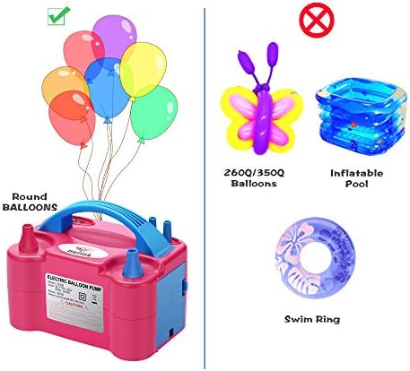 NuLink električna prenosiva pumpa za puhanje balona sa dvostrukom mlaznicom za dekoraciju, zabava [110v~120v, 600W,Rose Red]