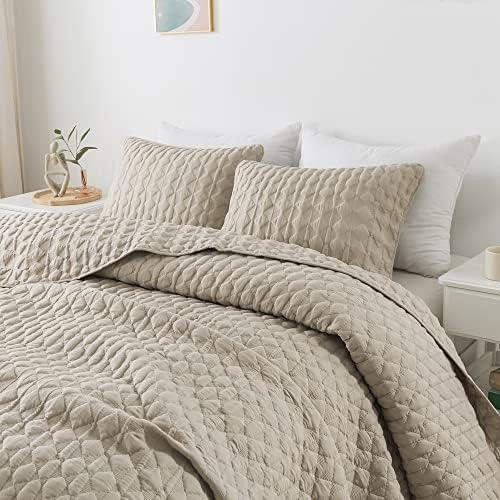 Bež jorgan King Size posteljina setovi sa jastučnicama, lagana mekana prekrivač od prekrivača, prošivena