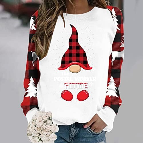 Fandream ženska dukserica s Crewneck božićnim printom Crewneck Shirts Warm Oversized Dugi rukav workout Tops for