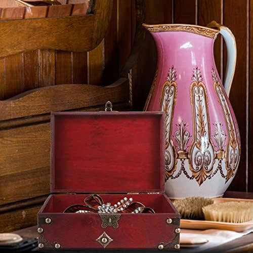 Cabilock drvena blaga kutija vintage ukrasna kutija za odlaganje sa zaključavanjem nakita nakit za čuvanje