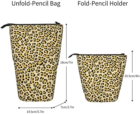 Yvonedbrownnn Animal Leopard Print Skin Stand-up teleskopski dopisnica - uvlačiva transformatorska torba za olovke i olovke - savršen poklon za odmor za ured