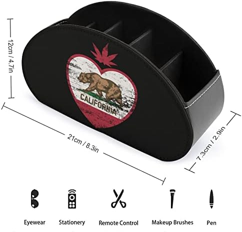 California Bear Weed Heart držač za daljinsko upravljanje PU kožna TV daljinska kutija za odlaganje sa 5 pretinaca