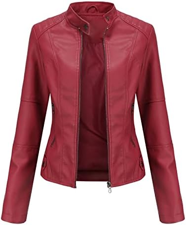 Seryu Women FAUX kožna jakna Kratki zip up kaput Slim moto biciklističke jakne prevelike vrhove odjeća
