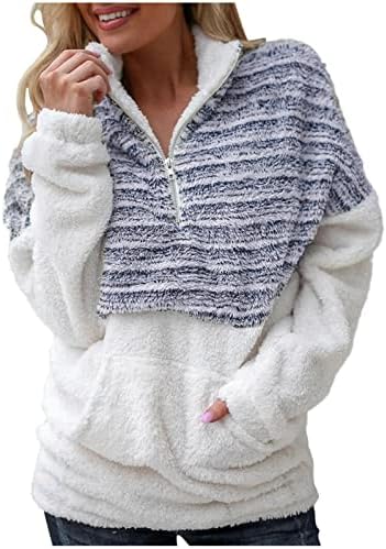 Ženski tunik Dukseri modni plišani patentni zatvarač dugih rukava šivanje tople džemper pulover jesenja zima