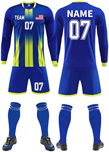 Vipoko prilagodite fudbalski dres kratke hlače s dugim rukavima za muškarce djecu personalizirani Broj imena
