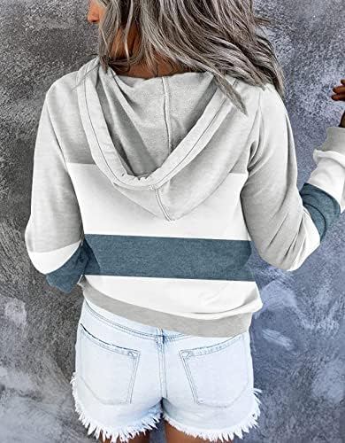 Etcyy ženska boja blok zip up duge dugim rukavima s dugim rukavima navlaka za povučenu jaknu sa džepovima