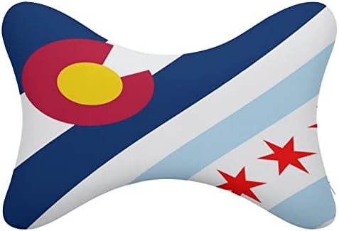 Colorado State Chicago Zastava zastava automobila od 2 nosača za glavu za glavu u obliku kostiju jastuci za putni automobil Domaći ukrasni