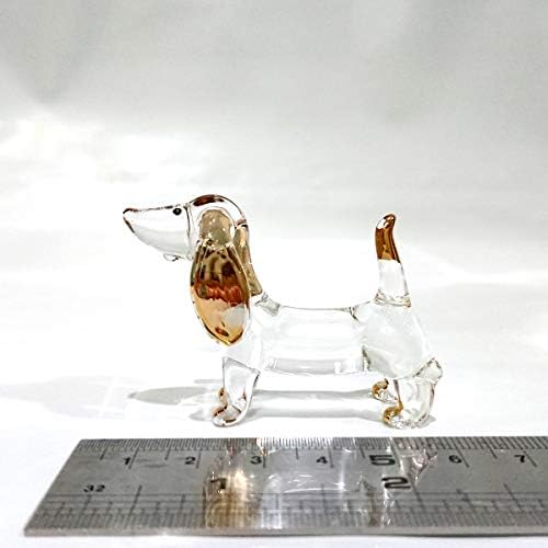 Sansukjai jahna minijaturne figurine za pse životinje Ručno puhalo staklo Art Gold Trim kolekcionarski