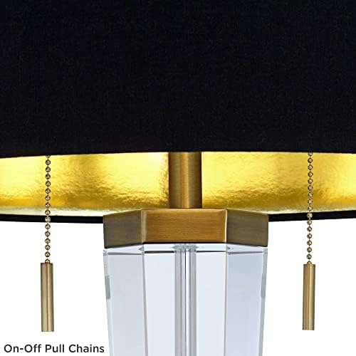 Bečki puni spektar Belle moderna stolna lampa 33 1/4 visok prozirno kristalno staklo suženi stub Zlatni Akcenti crni bubanj dekor nijansa za spavaću sobu dnevni boravak noćni ormarić kuća kućna kancelarija