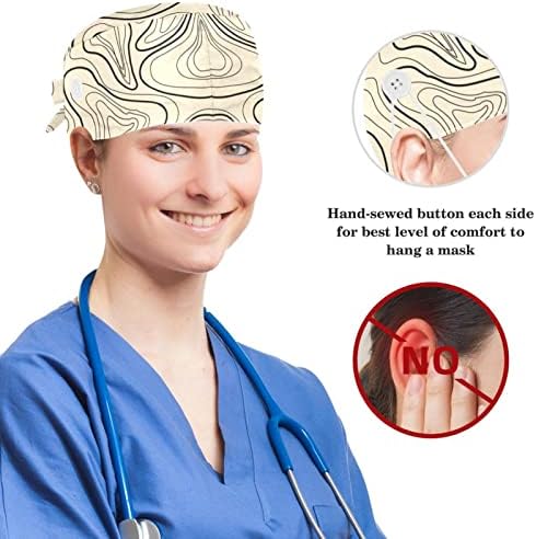 Podesive hirurške kape medicinska sestra, Radna kapa sa mašnom za kosu za žene, bešavni Retro muzički