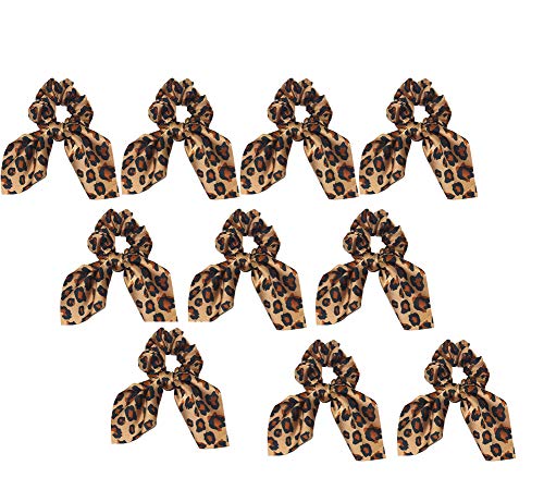 Leopard Head Printed Rabbit Ears Scrunchies Pearl Ponytail vezice za kosu, Scrunchie Hair Bunny
