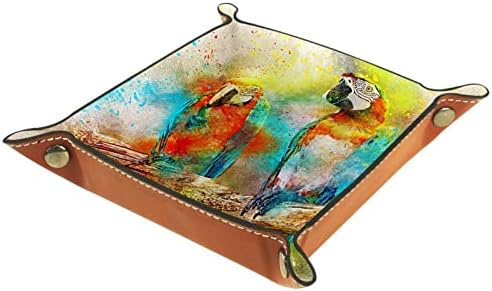 Tacameng kožna posuda za vodu, šarene ptice Parrot umjetno slikarstvo, kutije za skladištenje