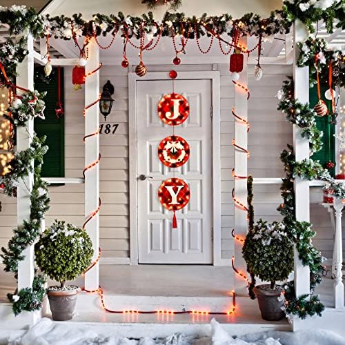 Jpfezry ukrasi za Božićna vrata-osvijetljeni znak radosti za ulazna vrata Kućni prozor zid Božić