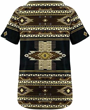 Košulje za ljetne casual vrhove za žene zapadno etničke stile klasične majice Vintage geometrijski Rhombs tine