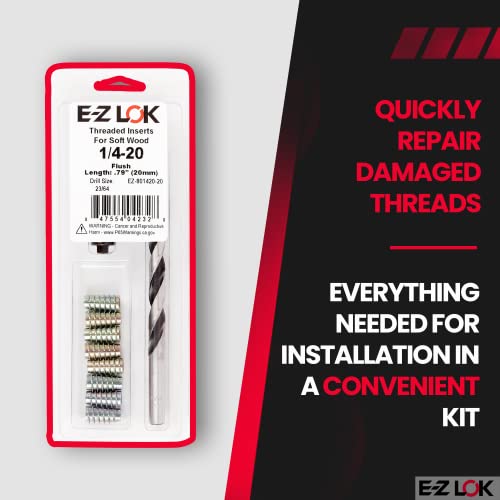 E-Z komplet za popravku šesterokutnih niti za umetke s navojem od mekanog drveta 1/4-20 x 20mm, bušilica, Instalacijski